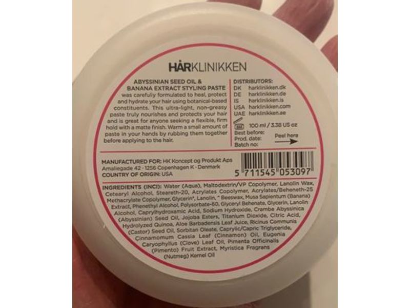 Harklinikken Styling Paste, Protective & Hydrating, 3.38 fl oz/100 mL