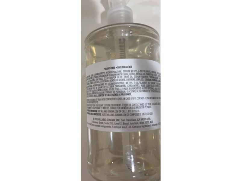 Williams Sonoma Sunny Hand Soap, Orange Citrus, Essential Oils, 16 fl oz/473 mL