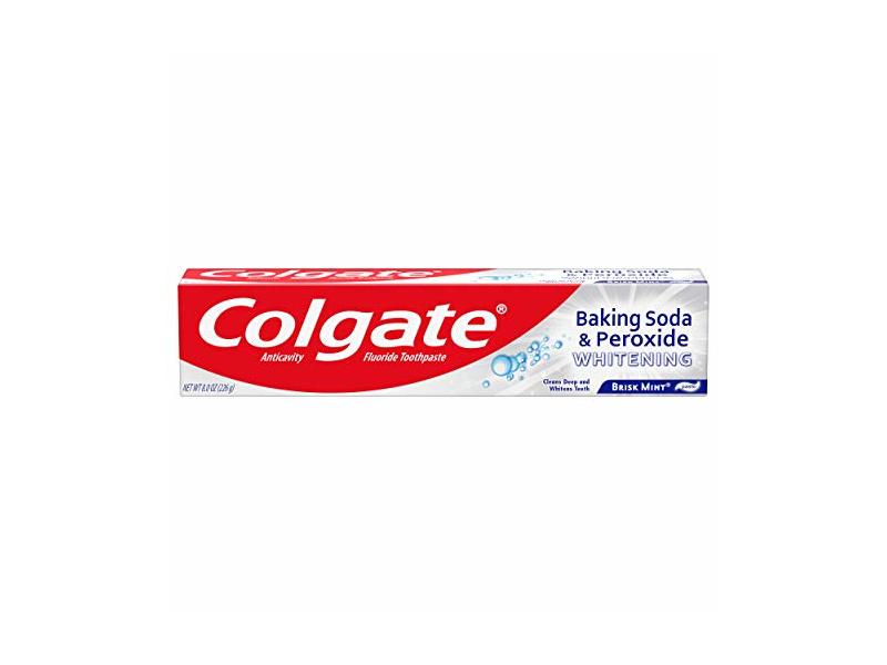 Colgate Baking Soda and Peroxide Whitening Toothpaste, Brisk Mint, 8 oz/226 g (6 Pack)