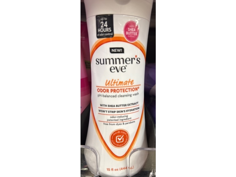 Summer’s Eve Ultimate Odor Protection Cleansing Wash, Shea Butter Extract, 15 fl oz/444 mL