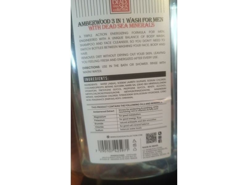 Dead Sea Collection 3 In 1 Wash, Amberwood, 33.8 fl oz/1000 mL, Pack Of 2