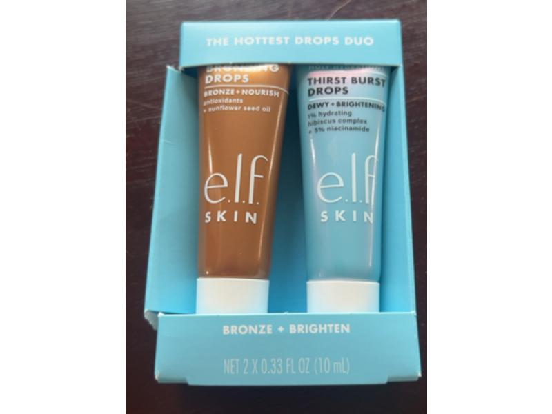 e.l.f. Skin The Hottest Drops Duo, Bronzing Drops & Holy Hydration! Thirst Burst Drops, 0.33 fl oz/10 mL