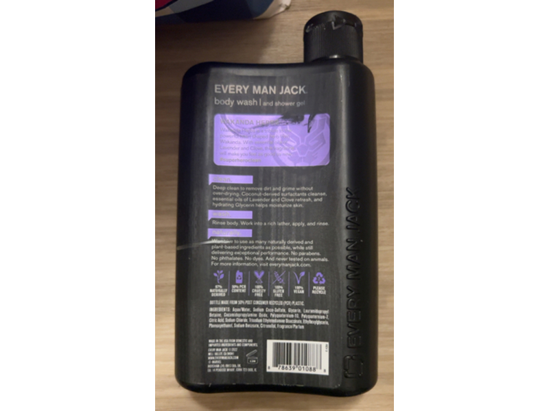 Every Man Jack Black Panther Body Wash & Shower Gel, Wakanda Herbs, 13.5 fl oz/400 mL, Pack Of 2