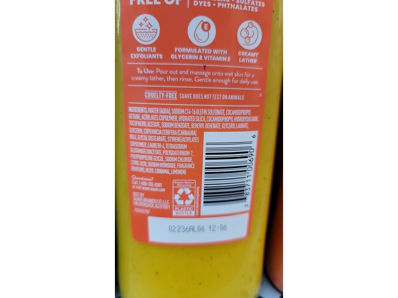 Suave Exfoliating Scrub + Wash, Citrus Blossom, 18 fl oz/532 mL