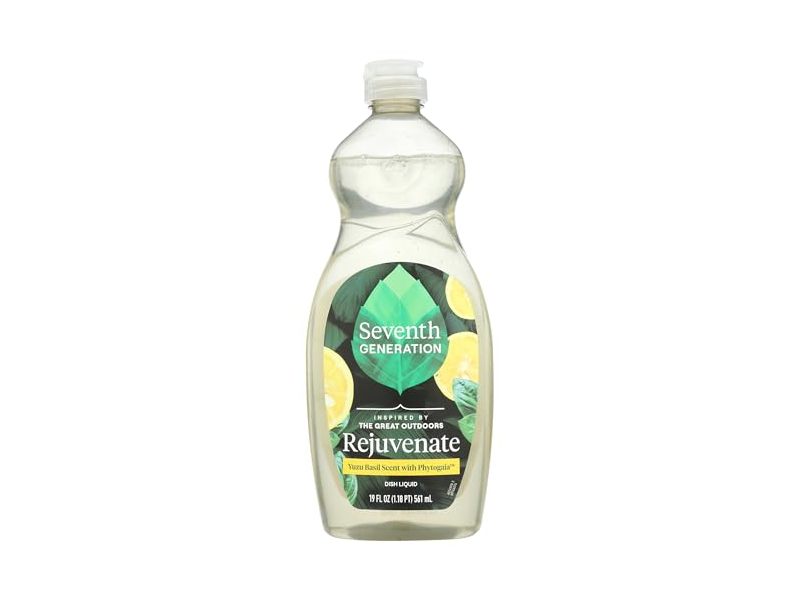 Seventh Generation Rejuvenate Dish Liquid, Yuzu Basil Scent Phytogia, 19 fl oz/561 mL