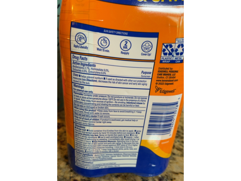 Banana Boat Ultra Sport Clear Spray, SPF 50, 12 fl oz/340 g, 2 Count