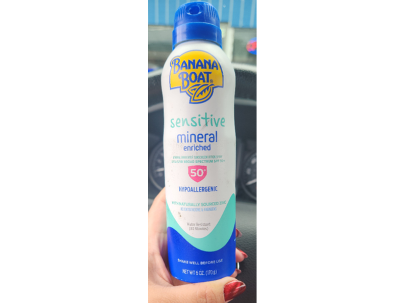 Banana Boat Sensitive Mineral Enriched Sunscreen Lotion Spray, SPF 50+, 6 oz/170 g