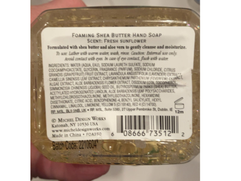 Michel Design Works Foaming Shea Butter Hand Soap, Sunflower, 17.8 fl oz/530 mL