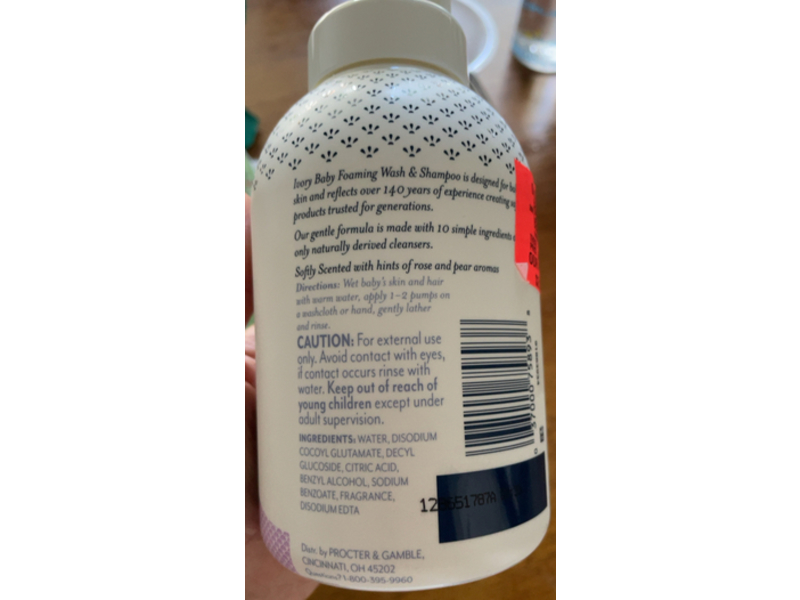 Ivory Baby Foam Wash & Shampoo, Softly Scented, 16.9 fl oz/500 mL