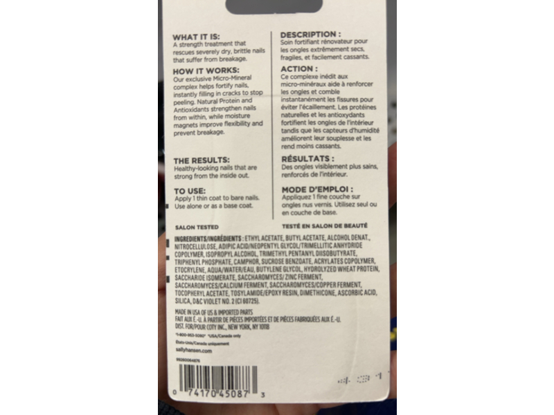 Sally Hansen Miracle Cure Strengthener Nail Treatment, 0.45 fl oz/13.3 mL, Pack of 2