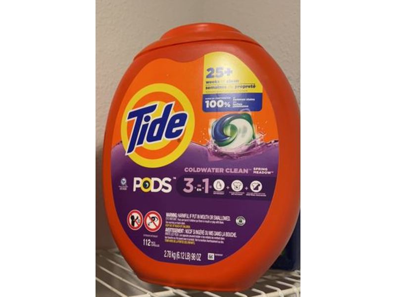 Tide Detergent Pods, Spring Meadow Scent, 112 Loads, 98 oz/2.78 kg, 112 Pacs