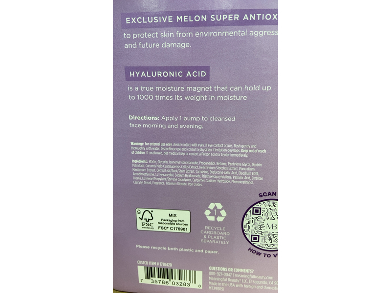 Meaningful Beauty Youth Melon Serum, 1.0 fl oz/30 mL, Pack Of 2