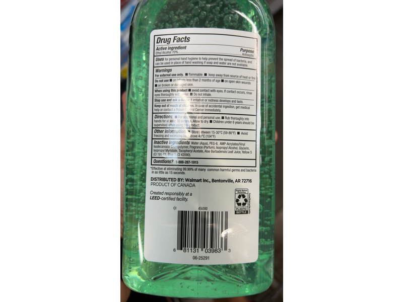 Equate Hand Sanitizer, Aloe, 60 fl oz/1.77 L