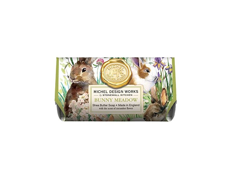 Michel Design Works Shea Butter Soap Bar, Bunny Meadow, Cucumber Flower, 8.7 oz/246 g