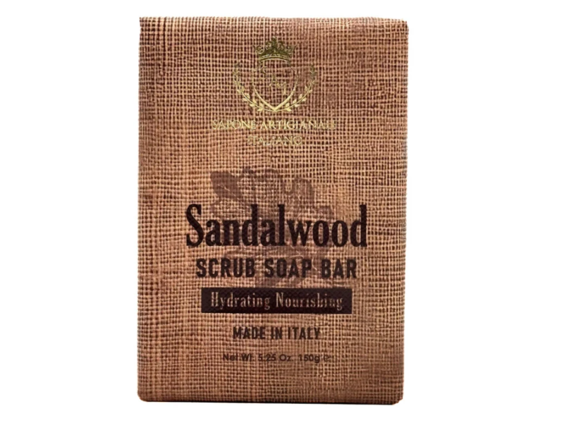 Sapone Artigianale Italiano Scrub Soap Bar, Sandalwood, 5.25 oz/150 g