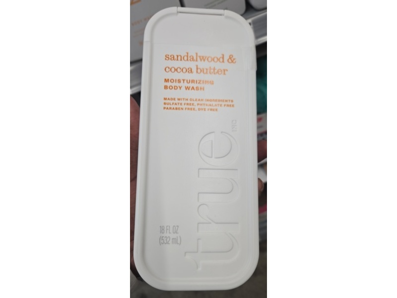 True Moisturizing Body Wash, Sandalwood & Cocoa Butter, 18 fl oz/532 mL
