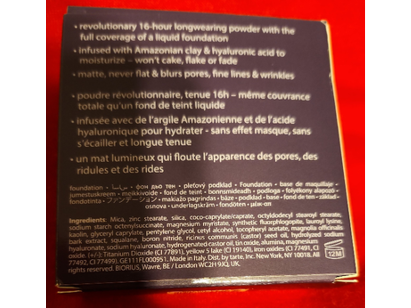 Tarte Amazonian Clay Blurring Powder Foundation, 18N Fair, 0.28 oz/8 g