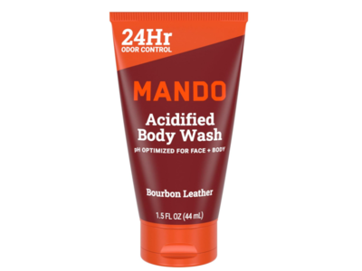 Mando Acidified Body Wash, Bourbon Leather, 1.5 fl oz/44 mL