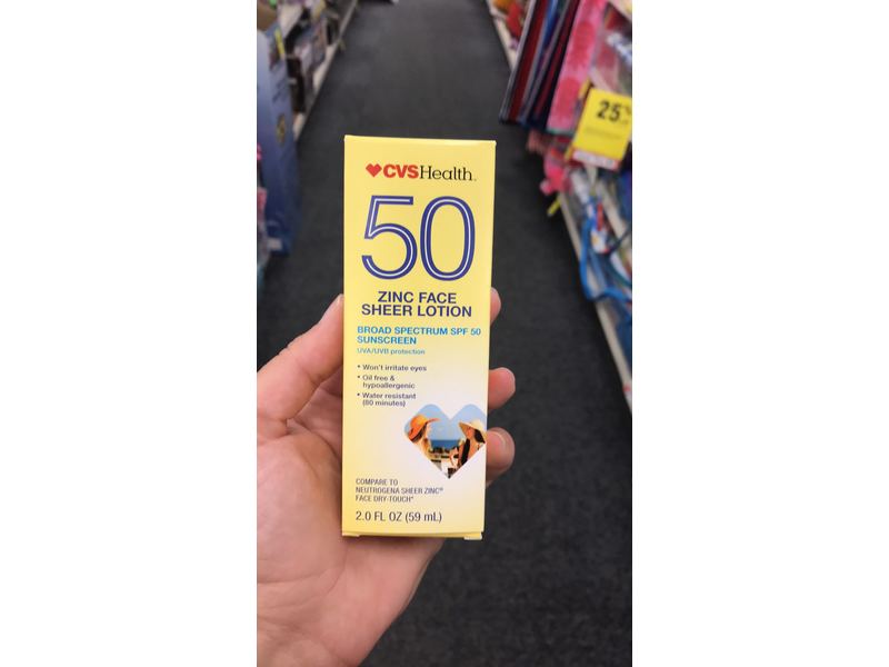 Cvs Health 50 Zinc Face Sheer Lotion, SPF 50, 2 fl oz/59 mL