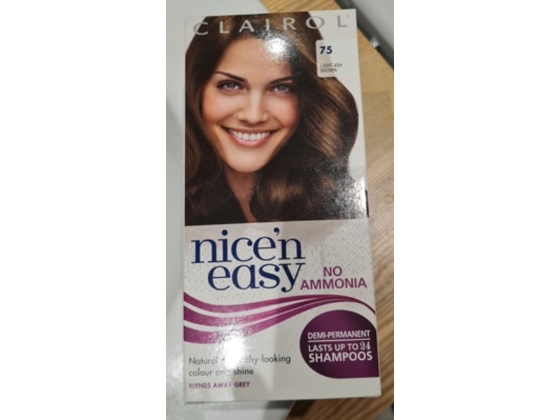 Clairol Nice'N Easy Demi Permanent Hair Color, 75 Light Ash Brown