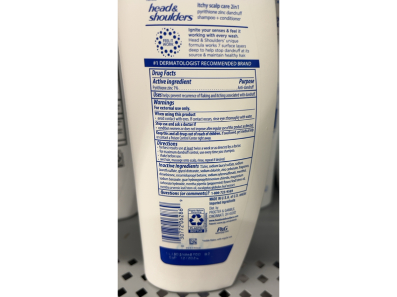 Head & Shoulders 2 In 1 Dandruff Shampoo + Conditioner, Itchy Scalp Care, 12.5 fl oz/370 mL