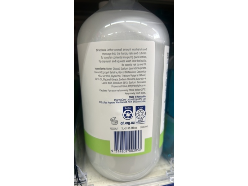 Redwin Dual Action Hand Wash, Sorbolene, 33.8 fl oz/1 L