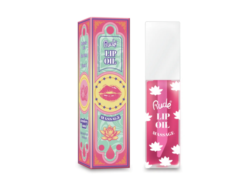 Rude Lip Oil Massage, Strawberry Sauna, 0.135 fl oz/4 mL