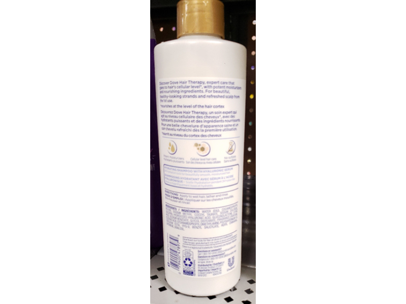 Dove Hair Therapy Hydration Spa Shampoo, Hyaluronic Serum, 13.5 fl oz/400 mL