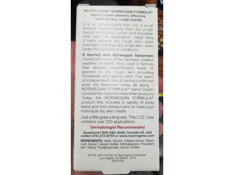 Neutrogena Norwegian Formula Hand Cream, Fragrance Free, 2 oz/56 g