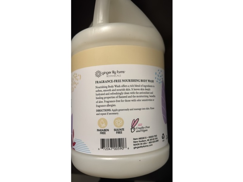 Ginger Lily Farms Botanicals Nourishing Body Wash, Fragrance-Free, 128 fl oz/3.78 L