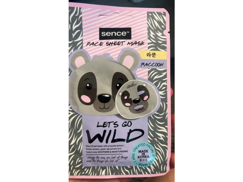 Sence Lets Go Wild Face Sheet Mask, Raccon, 23 mL