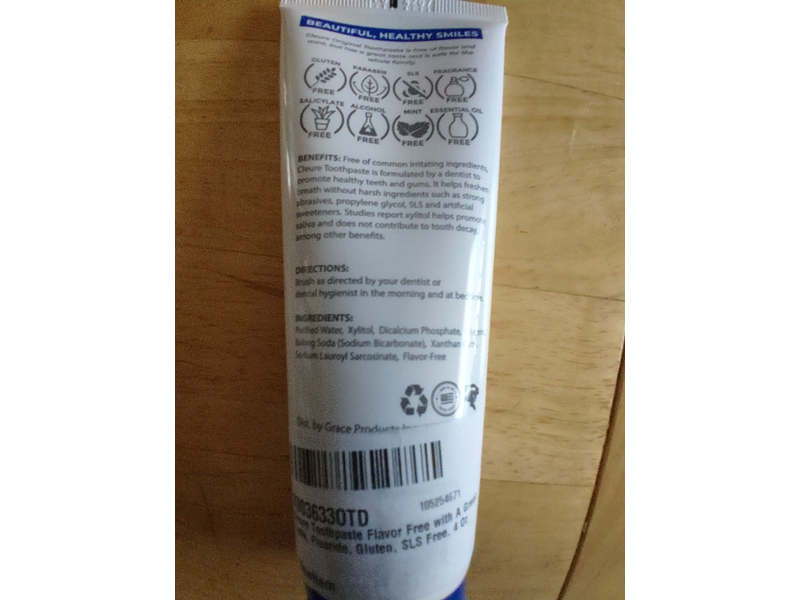 Cleure Original Flavor Free Toothpaste, 4 fl oz/113.4 g