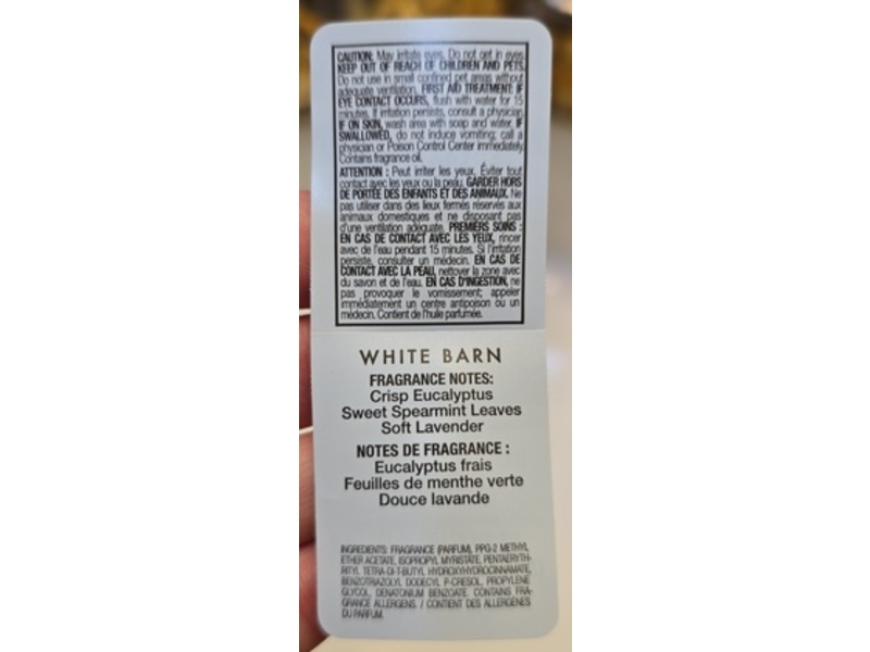 Bath & Body Works Wallflowers Home Fragrance Refill, White Lavender Eucalyptus, 0.8 fl oz/24 mL