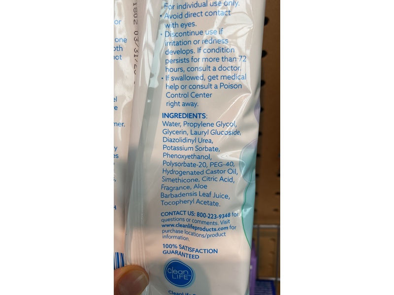 No-Rinse Cleanlife Bathing Wipes, Scented, 8 Count