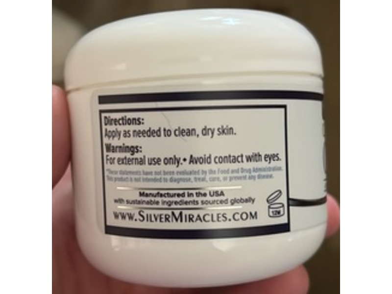 Silver Miracles Colloidal Silver Cream , Unscented, 4 oz/113.4 g