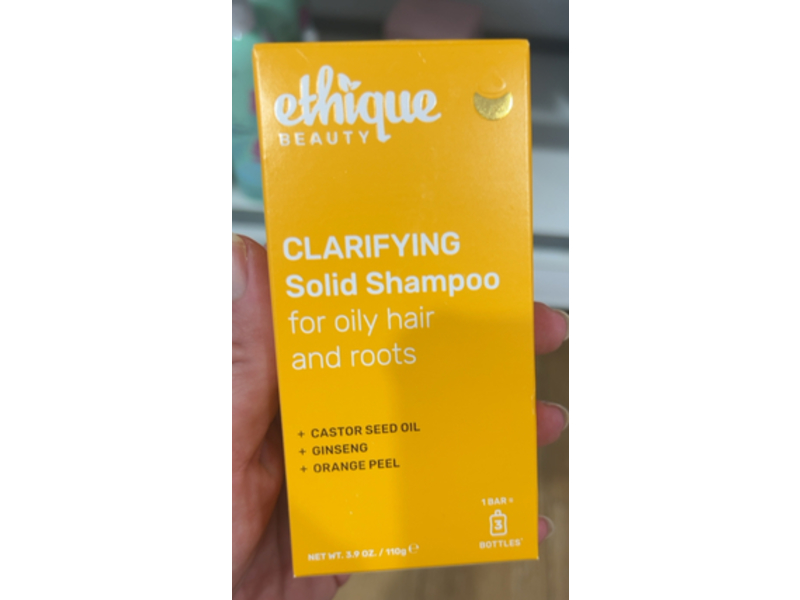 Ethique Clarifying Solid Shampoo Bar, Castor Seed Oil + Ginseng & Orange Peel, 3.9 oz/110 g
