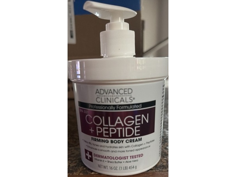 Advanced Clinicals Firming Body Cream, Collagen+Peptides, 16 oz/454 g