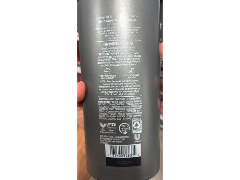 Dove Men + Care Shampoo, Charcoal + Clay, 28 fl oz/828 mL