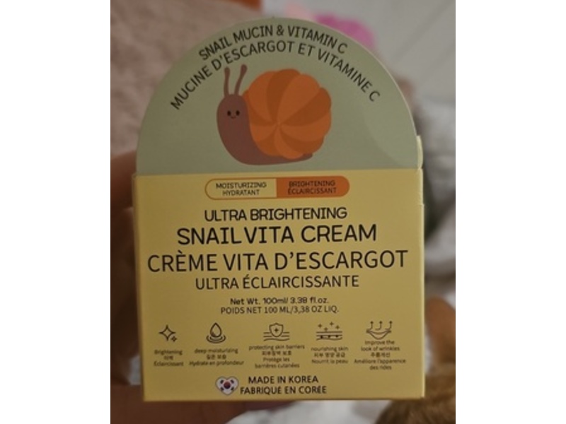 Beauadd Ultra Brightening Snail Vita Cream, Snail Mucin & Vitamin C, 3.38 fl oz/100 mL