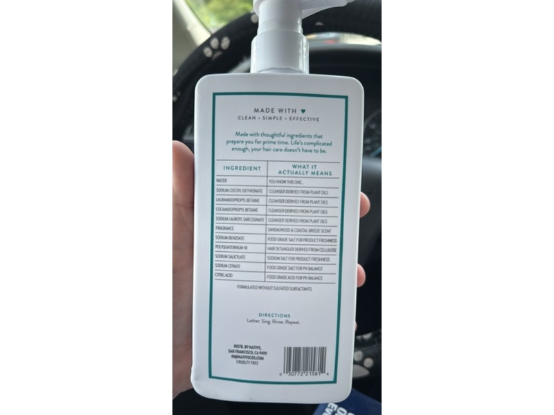 Native Hair Care 2 In 1 Full + Thick Shampoo + Conditioner, Sandalwood & Costal Breeze, 16.5 fl oz/487 mL