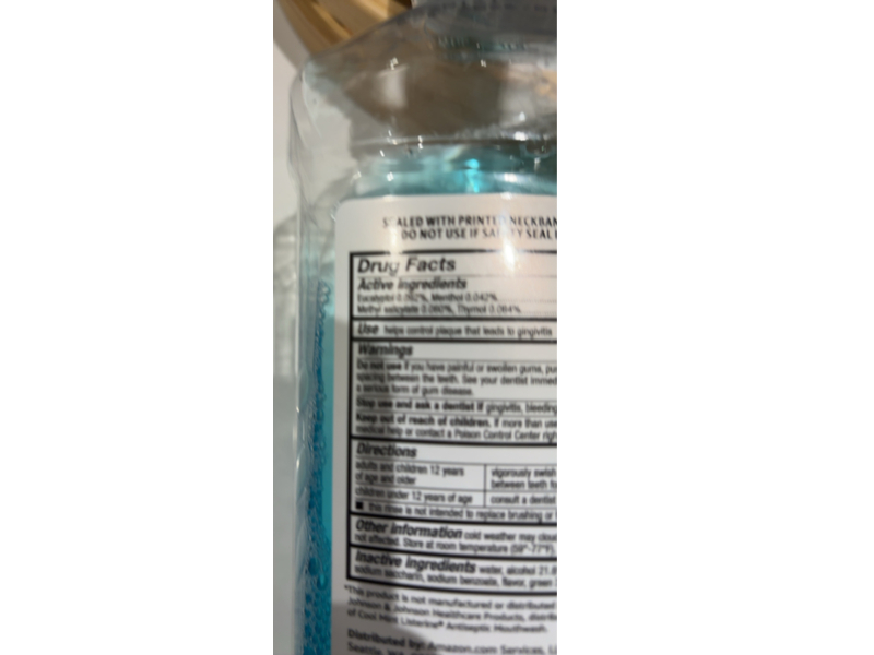Amazon Basics Antiseptic Mouthwash, Blue Mint, 33.8 fl oz/1 L