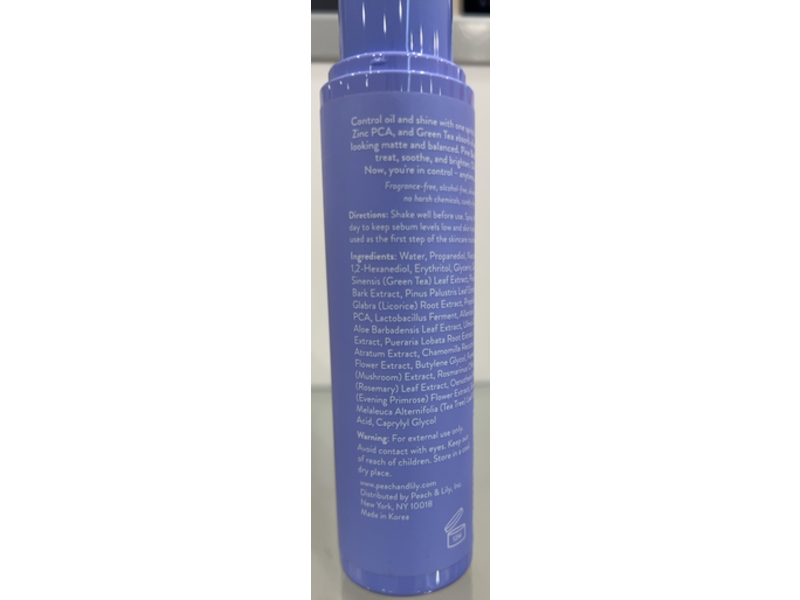 Peach & Lily Peach Slices Oil Control Balancing Mist, Niacinamide, Zinc, Pine Bark & Green Tea, 4 fl oz/120 mL