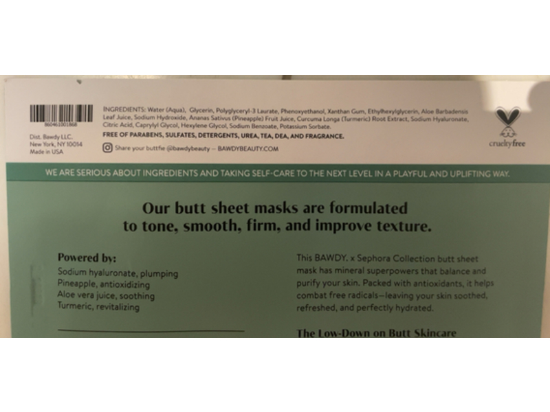 Bawdy Own It Butt Sheet Mask, 1 oz