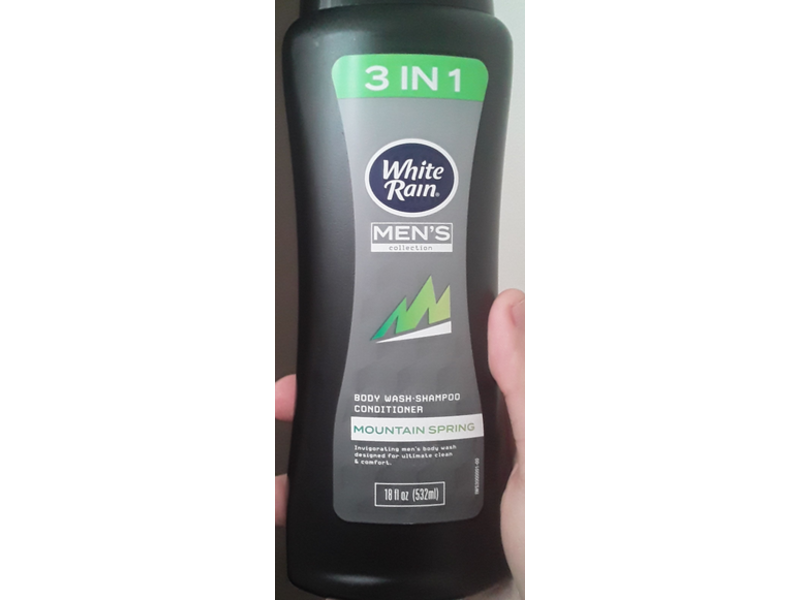 White Rain Men Body Wash Shampoo Conditioner, Mountain Spring, 18 fl oz/532 mL