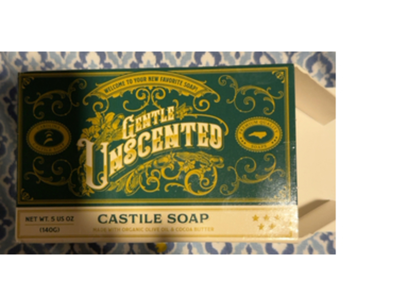 Carolina Gentle Unscented Castile Bar Soap, Organic Olive Oil & Cocoa Butter, 5 oz/140 g