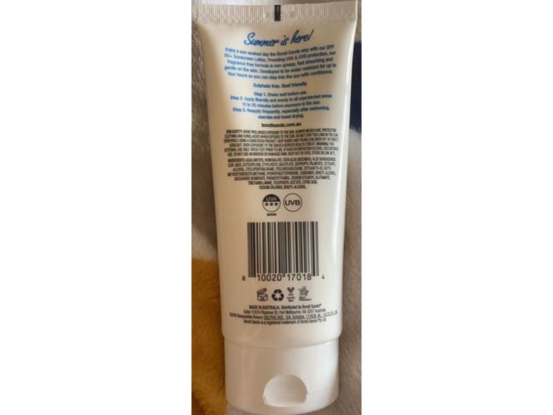 Bondi Sands Sunscreen Lotion, Spf 50+, Fragrance Free, 5.07 fl oz