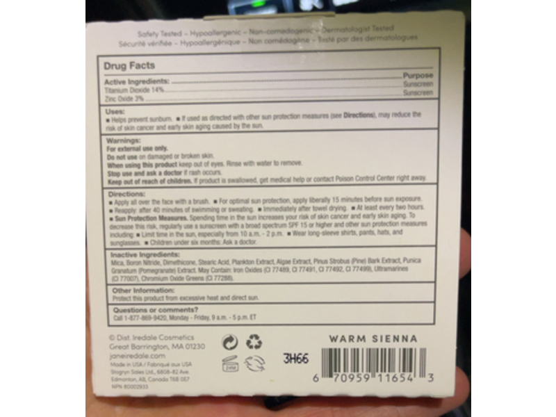 Jane Iredale Pure Pressed Base Mineral Foundation Refill, SPF 20, Warm Sienna , 0.35 oz/ 9.9g