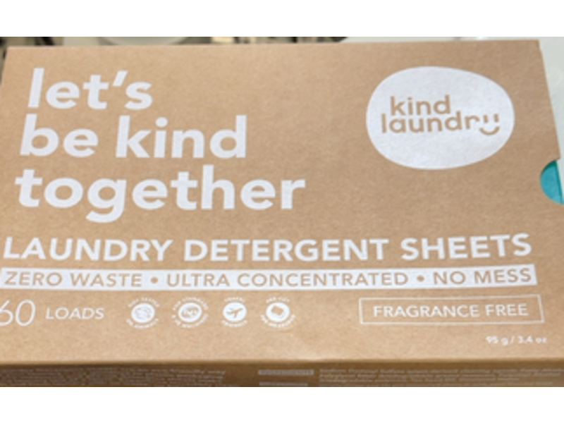 Kind Laundry Let's Be Kind Together Detergent Sheets, Fragrance Free, 60 Loads