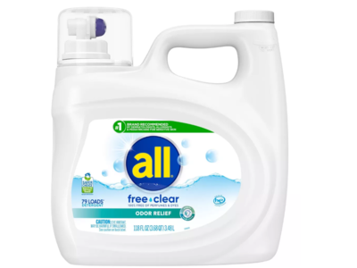 All Odor Relief Liquid Laundry Detergent, Free & Clear, 79 Loads, 118 fl oz/3.48 L