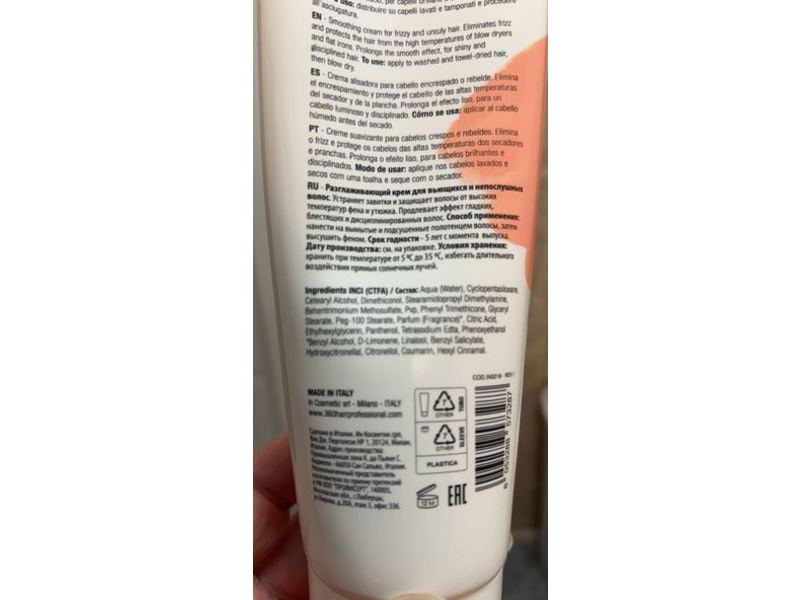 360 Hair Professional Be Liss Cream Smoothing Anti-Frizz Cream, 8.8 fl oz/250 mL